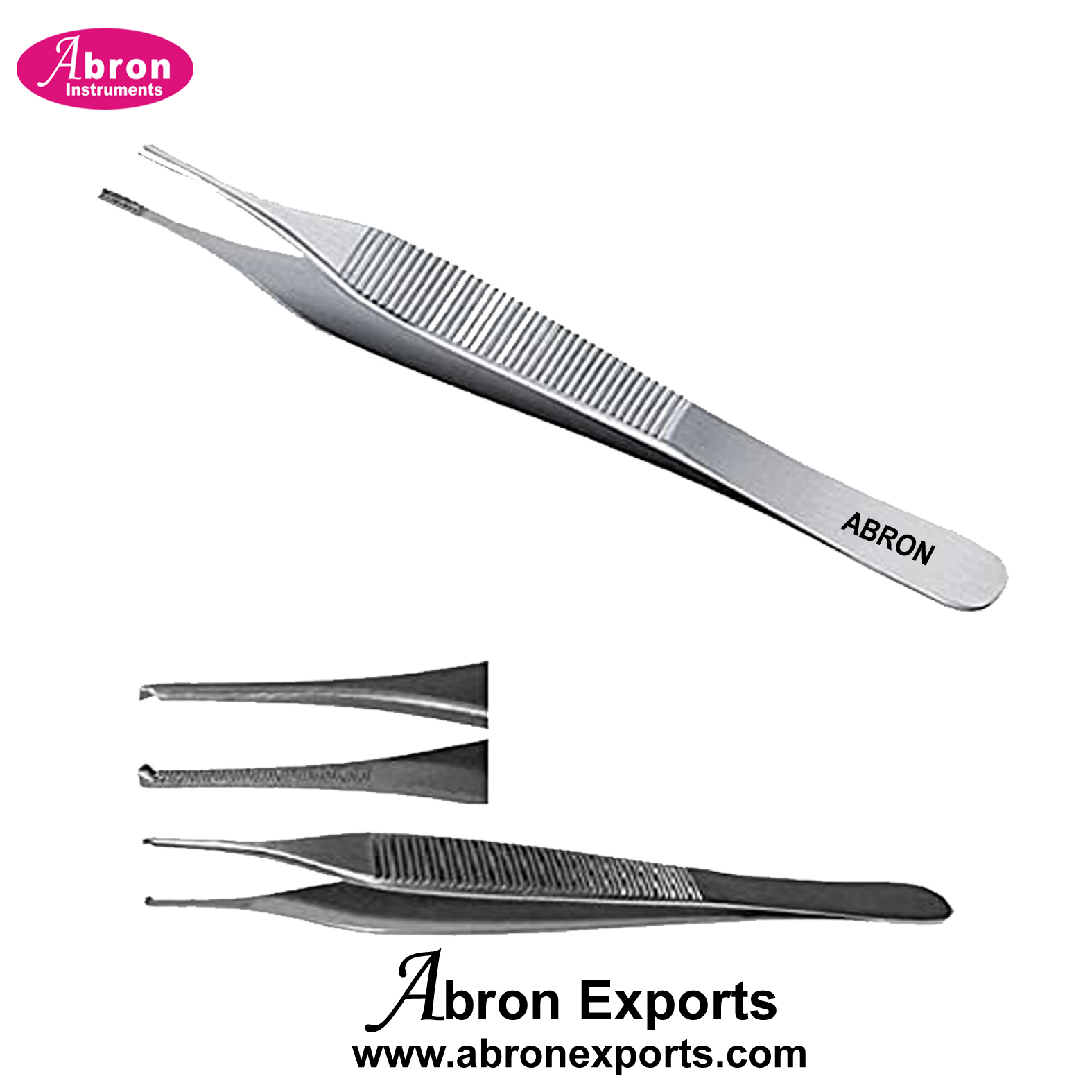 ENT Instrument ADSON Tissue Forceps Tooth and Plain Fine Side Grasping Teeth 10pc Abron AMB-1521EFTP 